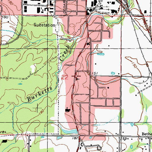 Topographic Map of Edwards Street Fellowship Center, MS