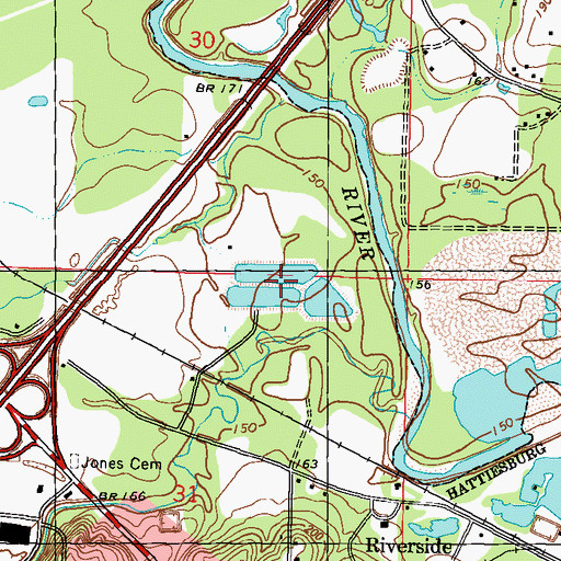 Topographic Map of Hattiesburg North Lagoon, MS