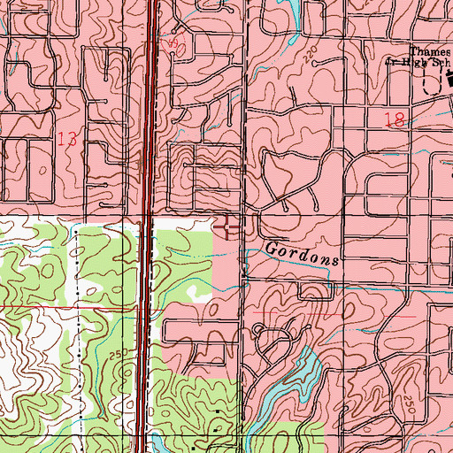 Topographic Map of 40th Avenue Church of God, MS
