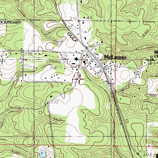 Topographic Map of McLaurin Recreation Center, MS