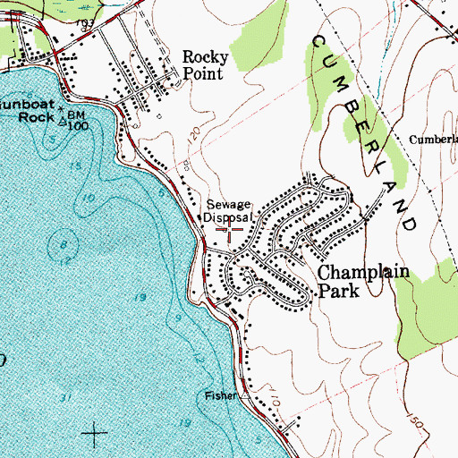 Topographic Map of Champlain Park Sewer District Wastewater Treatment Plant, NY