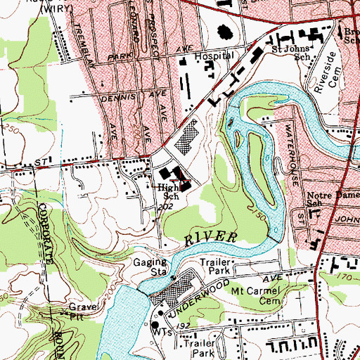 Topographic Map of Plattsburgh Senior High School, NY