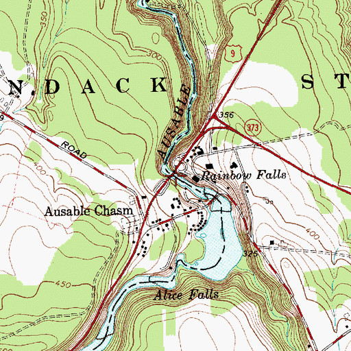 Topographic Map of Ausable Chasm Bridge, NY
