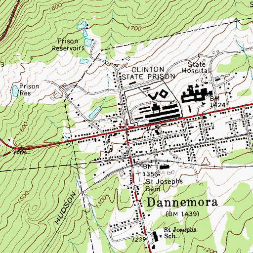 Topographic Map of Dannemora Town Hall, NY