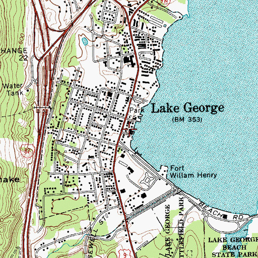 Topographic Map of Lake George Post Office, NY