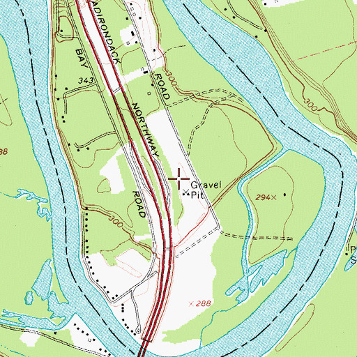 Topographic Map of Glens Falls Northbound Rest Area, NY