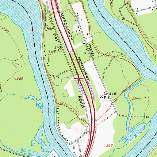 Topographic Map of Glens Falls Southbound Rest Area, NY