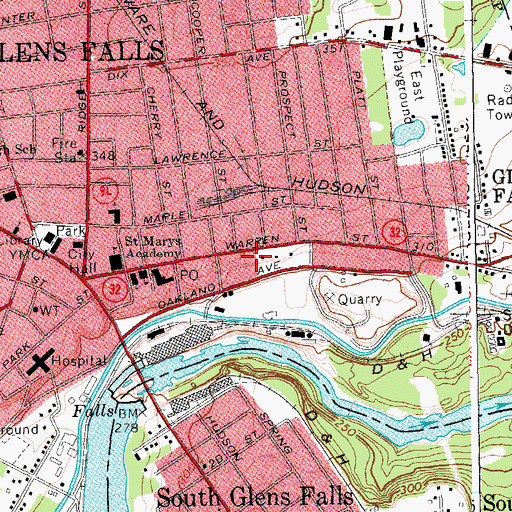 Topographic Map of Glens Falls Armory, NY