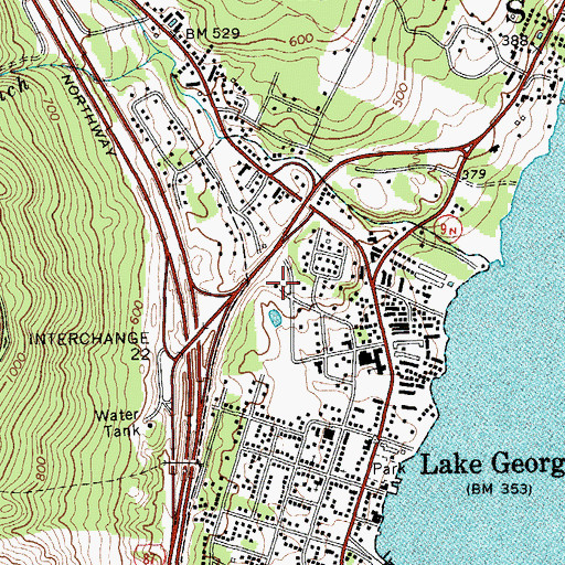 Topographic Map of Lake George Town Hall, NY