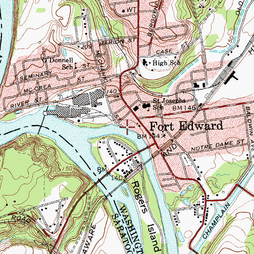 Topographic Map of Fort Edward Yacht Basin, NY