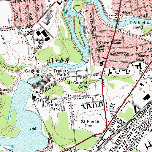 Topographic Map of River Heights Mobile Home Community, NY