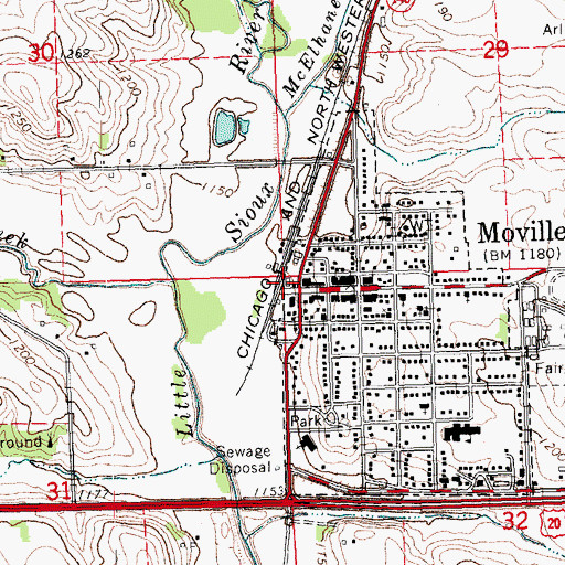 Topographic Map of Moville Ambulance Rescue Squad, IA