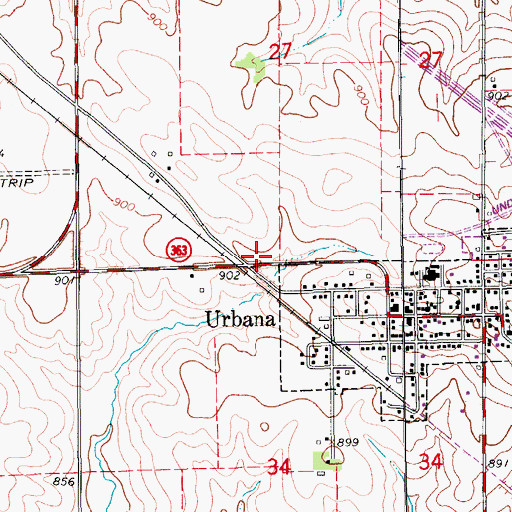 Topographic Map of Urbana Area Ambulance, IA