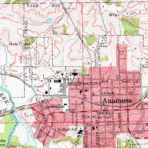 Topographic Map of Anamosa Area Ambulance Service, IA