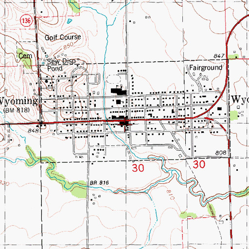 Topographic Map of Midland Community Ambulance, IA