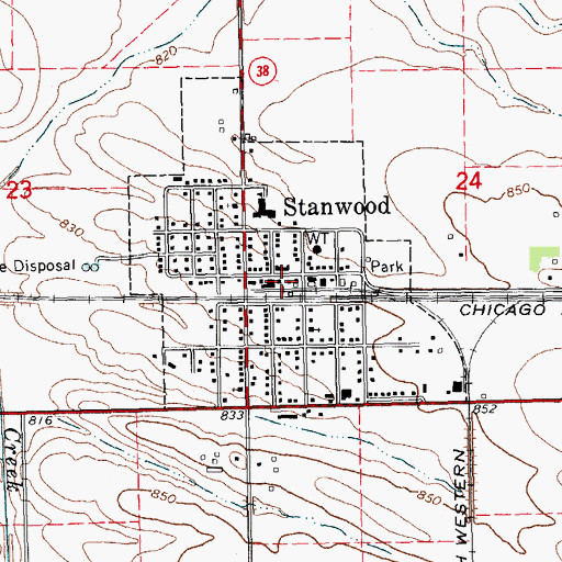 Topographic Map of Stanwood Ambulance Service, IA