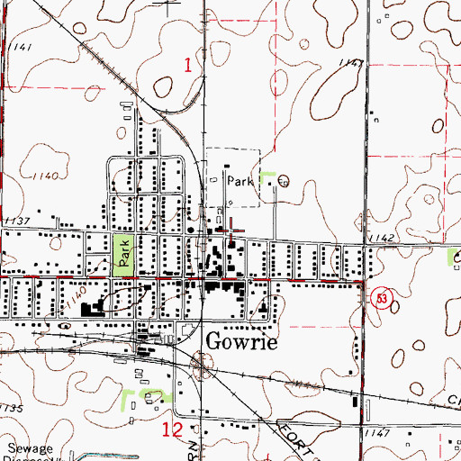 Topographic Map of Southwest Webster Ambulance Service, IA