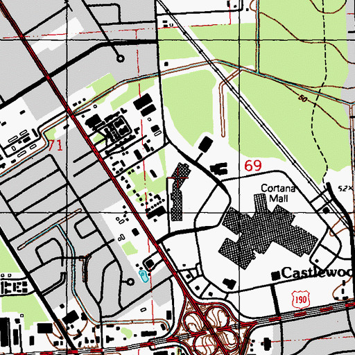 Topographic Map of Cortana Square and Fringe Shopping Center, LA