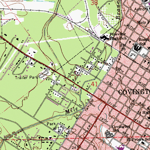 Topographic Map of Planet Kids Preschool, LA