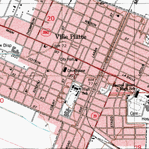 Topographic Map of Beech Street Head Start Center School, LA