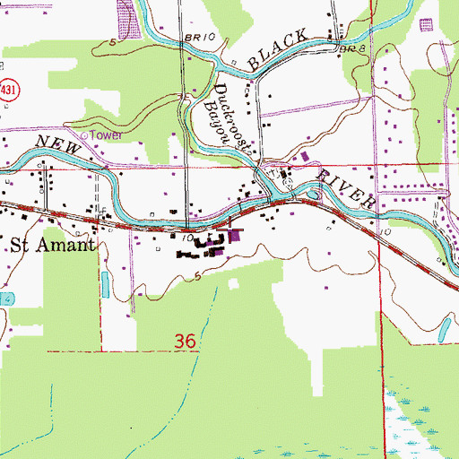Topographic Map of Saint Amant Head Start Number 4, LA