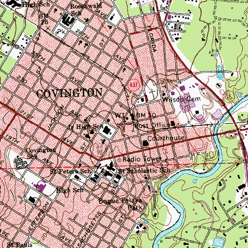 Topographic Map of Delgado Community College Northshore Covington Campus, LA
