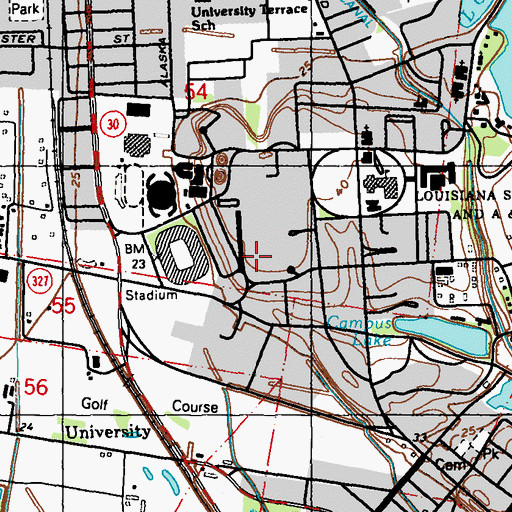 Topographic Map of Louisiana State University Art Building, LA