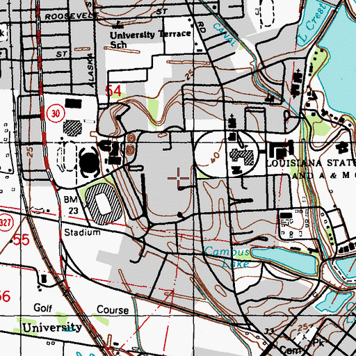 Topographic Map of Louisiana State University Charles E Coates Hall, LA