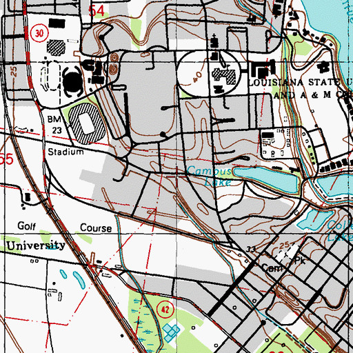 Topographic Map of Louisiana State University Doran Agricultural Engineering Building, LA