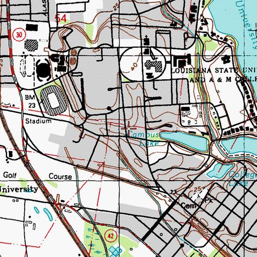 Topographic Map of Louisiana State University Frey Computing Services Building, LA