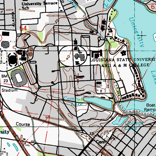 Topographic Map of Louisiana State University Grace King Hall, LA