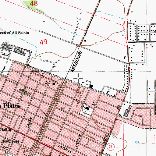 Topographic Map of Antioch Baptist Church, LA
