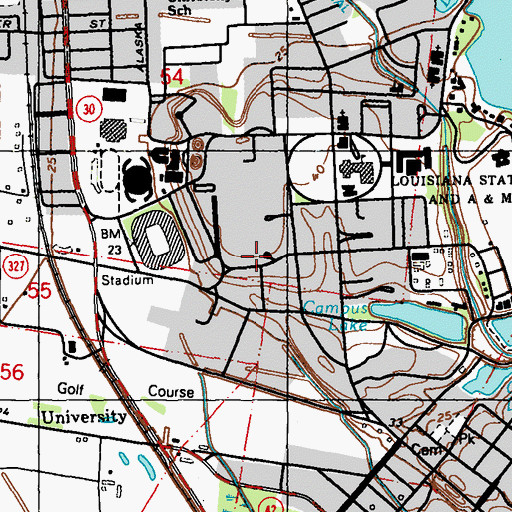 Topographic Map of Louisiana State University Hydraulic Laboratory, LA
