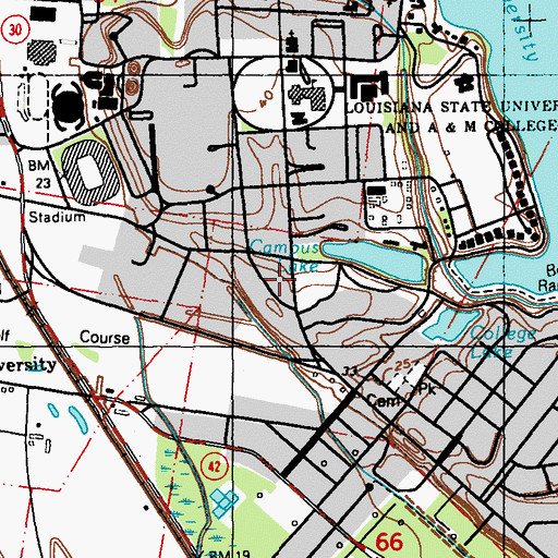 Topographic Map of Louisiana State University Julian Miller Hall, LA