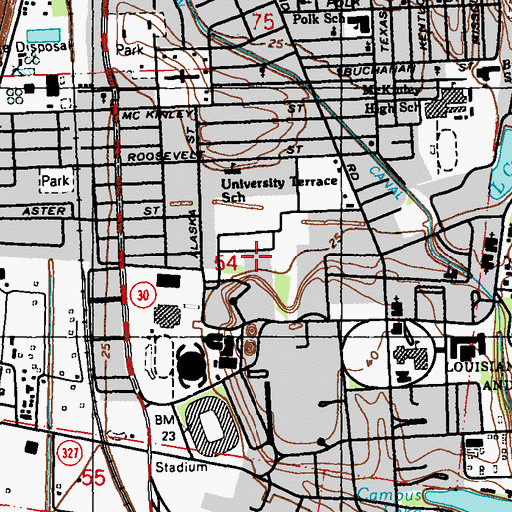 Topographic Map of Louisiana State University Kirby Smith Hall, LA