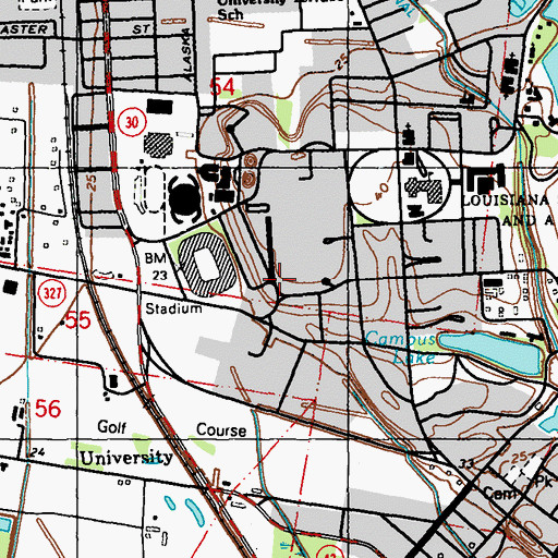 Topographic Map of Louisiana State University Nuclear Science Building, LA