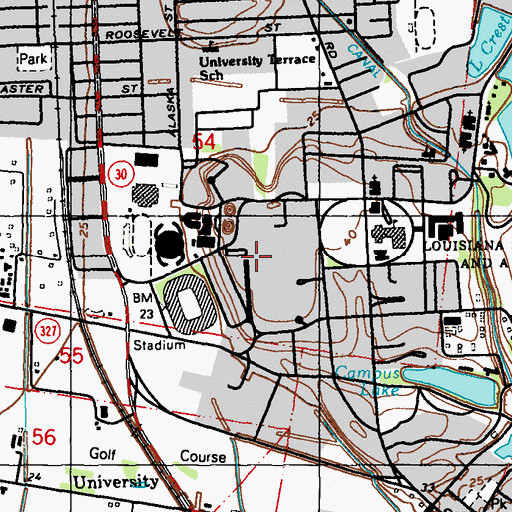 Topographic Map of Louisiana State University Prescott Hall, LA
