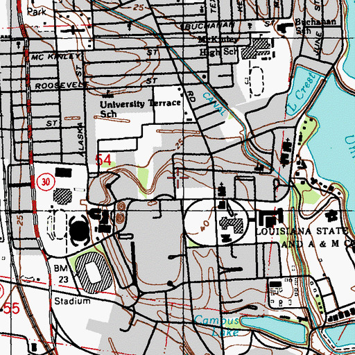 Topographic Map of Louisiana State University School of Music Building, LA