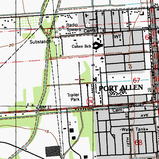 Topographic Map of Court Street Estates Mobile Home Park, LA
