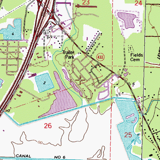 Topographic Map of Dream Courts Mobile Home Park, LA