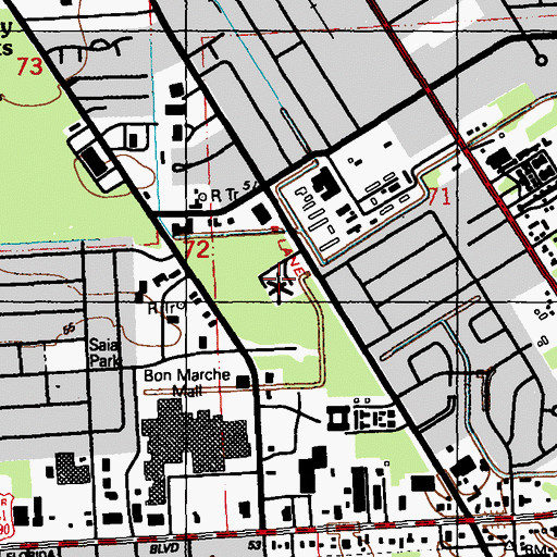 Topographic Map of Baton Rouge Heritage House, LA