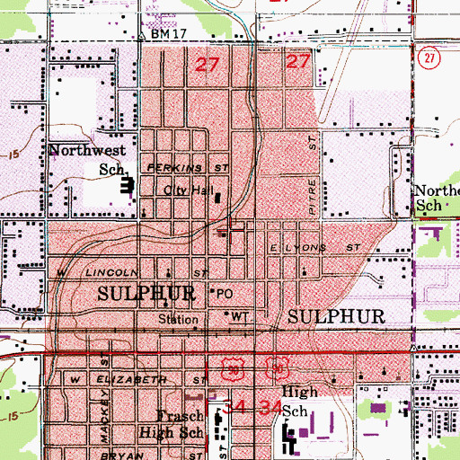 Topographic Map of Calcasieu Parish Health Unit Sulphur Branch, LA