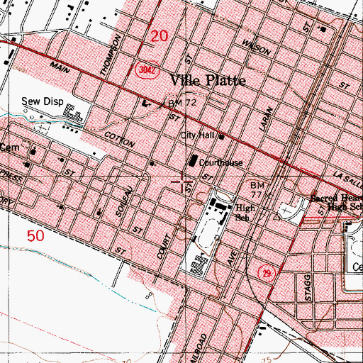 Topographic Map of Ville Platte Mental Health Clinic, LA