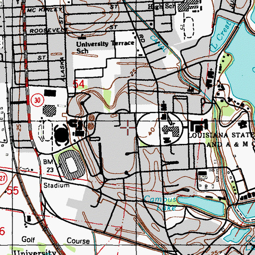 Topographic Map of Louisiana State University Memorial Tower, LA