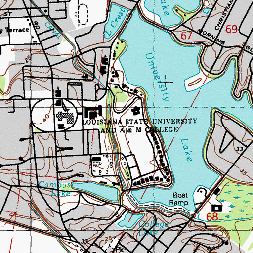 Topographic Map of Louisiana State University Lod Cook Conference Center, LA