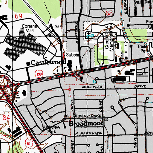 Topographic Map of Broadmoor Presbyterian Church, LA