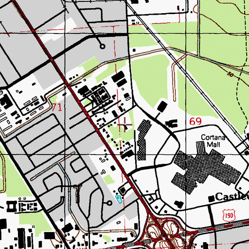 Topographic Map of Cortana Baptist Church, LA