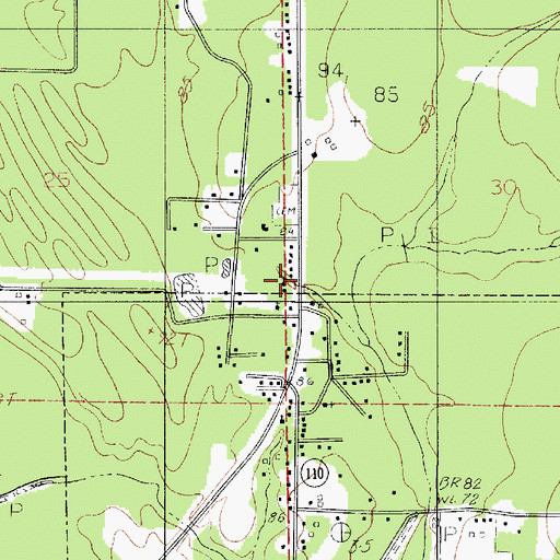 Topographic Map of Dunning's Chapel Christ Sanctified Holiness Church, LA