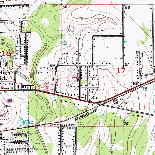 Topographic Map of Eastern Heights Baptist Church, LA