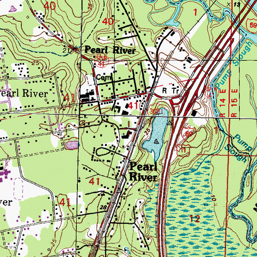 Topographic Map of First Baptist Church of Pearl River, LA
